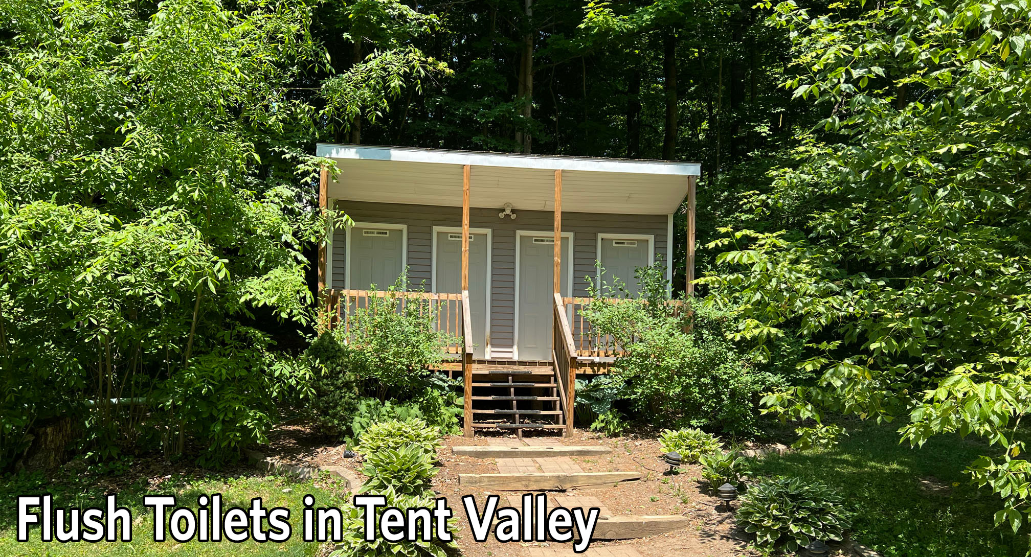 Flush toilets in tent valley