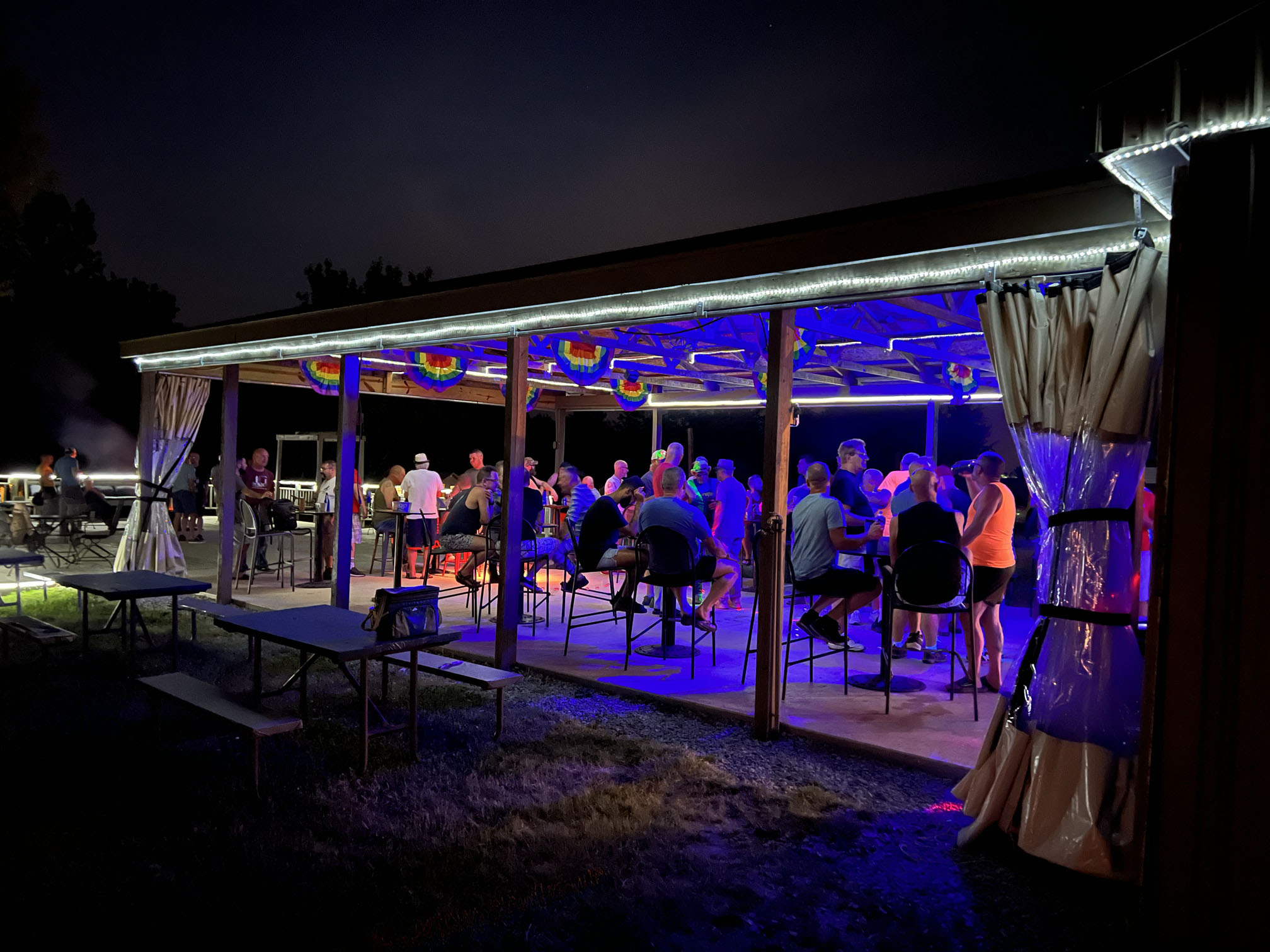 Club Steampunk patio at night