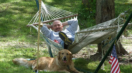 Visitor napping in a hammock